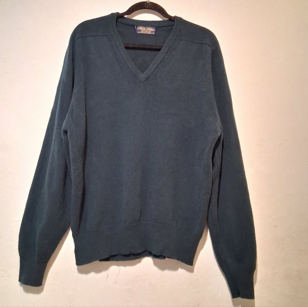 Brooks Brother Men 100% Lambswool Made‎ In Creat Britai Sz42 Dark Green